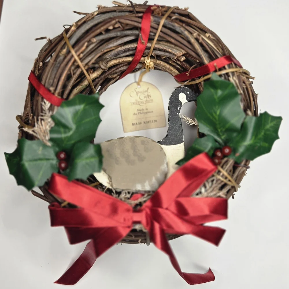 Cottagecore Goose Wreath with Red Accents Special Gifts By Crowning Touch